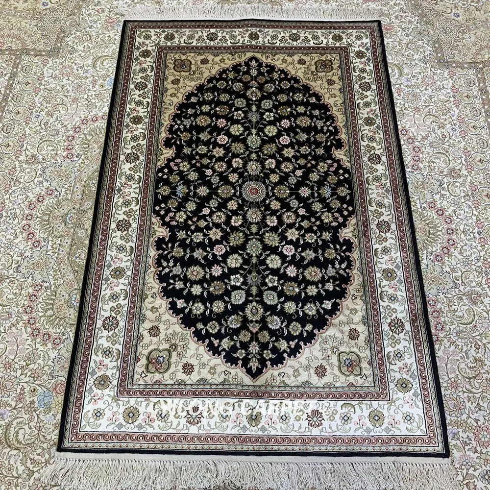 Yilong 3'x5' Тебриз шелковый ковер синий ручной узлом изысканный турецкие шелковые коврики(HF262B