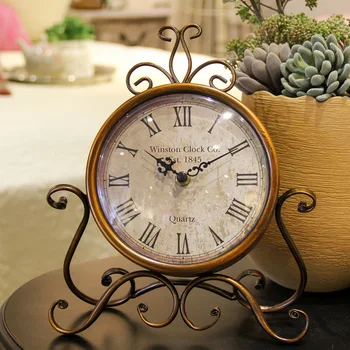 

Luxury Creative Decor Office Desk Clock Vintage Shabby Chic Vintage Style Antique Table Clock Retro Reloj Mesa Old Clock BW50ZZ