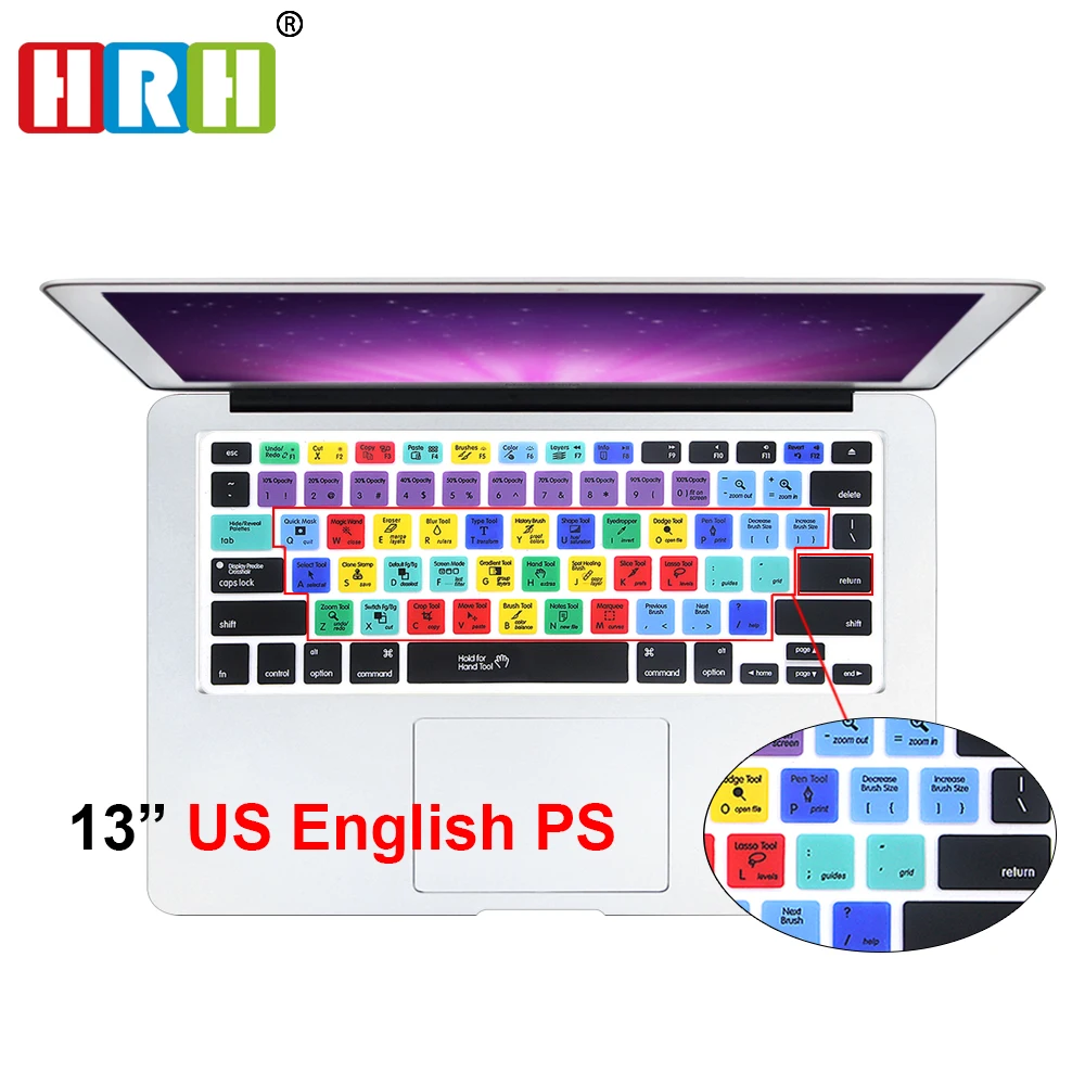 HRH функциональный ярлык фотошоп PS Hotkey силиконовый чехол для клавиатуры США Macbook Air