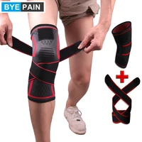 1Pcs Compression Knee Brace Support Non-slip Knee Sleeves Protector with Pressure Strap for Joint Pain Relief Injury Recovery 2