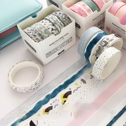 Lot de 5 rouleaux/boîte de bande adhésive Washi Vintage, autocollants décoratifs pratiques et mignons pour Scrapbooking, fournitures de papeterie scolaires de base 