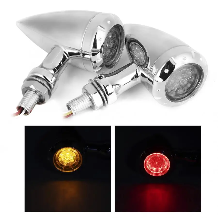 

2pcs Silver Chrome Motorcycle 10mm Steering Flashing LED Turn Signals Light Indicator Lamp Motorcycle Parts