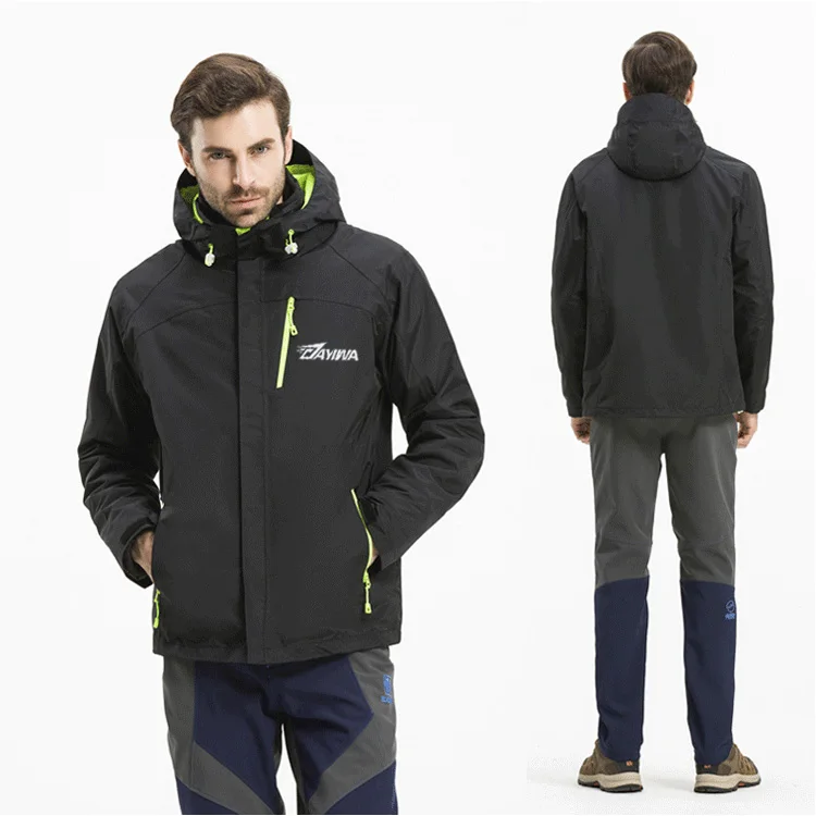 

Dayiwa Fleece Winter Clothes Waterproof Outdoor Sport Warm Black Fishing Hooded Coat with Zipper for Hiking Camping 3 Colors