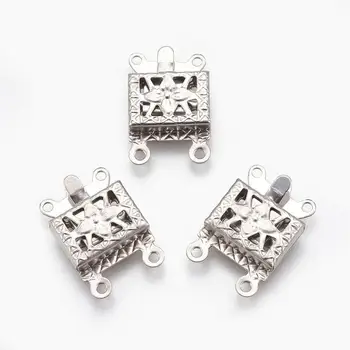

5 Sets 304 Stainless Steel Multi-Strand Box Clasps Square Shape Connectors for DIY Handmade Bracelet Jewelry Making Accessories