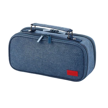 

Portable Pen Pouch Multiple Compartments Office Stationery Storage School Handheld Canvas Double Zipper Pencil Case Big Capacity