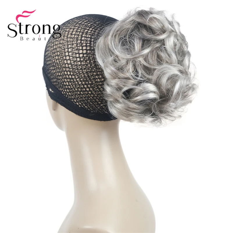 Silver Short Natural Wave Ponytail Hair Extension With Claw Clip In Hairpiece COLOUR CHOICES StrongBeauty fake hair extensions