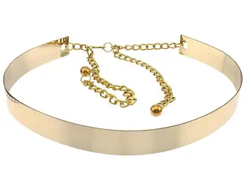 

MISSKY Blingkicks Womens Adjustable Metal Belt with Chain Extension Gold One Size
