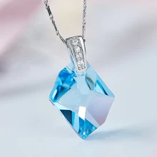 Классическое космическое ожерелье с подвеской, кристаллы от Swarovski для женщин, Серебряное ювелирное ожерелье макси, подарок на День святого Валентина для влюбленных