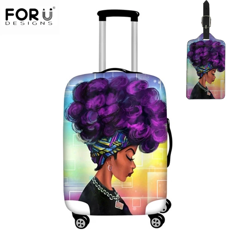 

FORUDESIGNS Black Art African American Girl Print Luggage Cover Travel Trolley Case Cover for 18-32Inch Suitcase Dustproof Cover