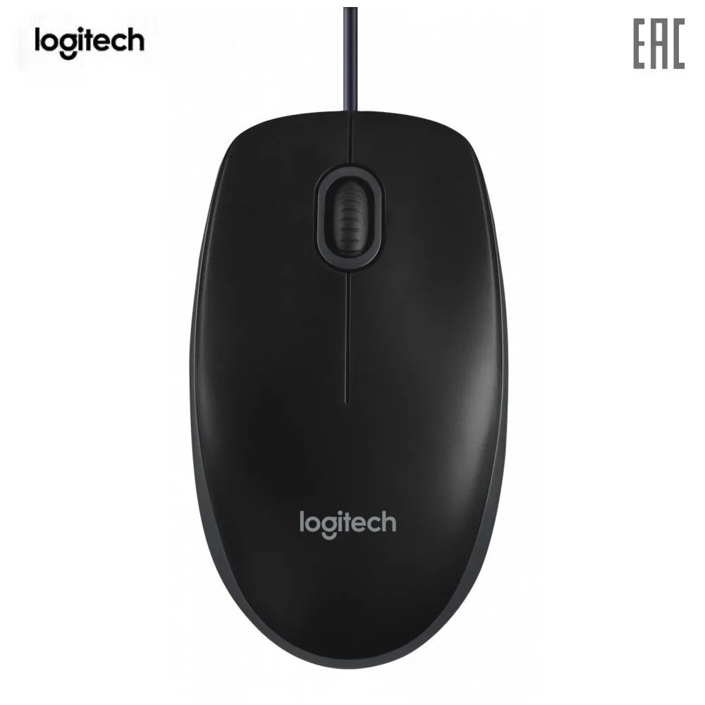 Мышь Logitech B100 Black (черная оптическая 800dpi USB 1.8м)|Мыши| |