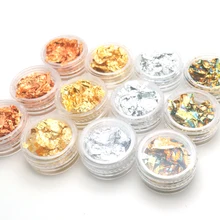 Ouro prata prego arte brilho folha chip floco folha polonês gel uv design transferência adesivo decalque manicure ferramenta folha adesivo(China)