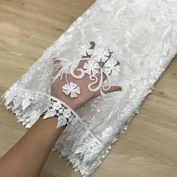 

African Lace Fabrics For 3 d flowers Wedding Milk Silk Embroidered Lace Fabric 2019 high quality lace Nigerian Lace Fabric