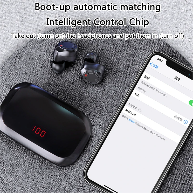 TWS X10 Bluetooth 5,0 наушники с сенсорным управлением IPX7 водонепроницаемые беспроводные наушники 3D стерео гарнитура с шумоподавлением аккумулятор 3500 мАч