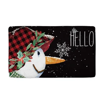 

Winter Snowman Decorative Doormat Buffalo Plaid, 18 x 30 Inch Christmas Holiday Non-Skid Floor Mat Switch Mat Indoor Outdoor