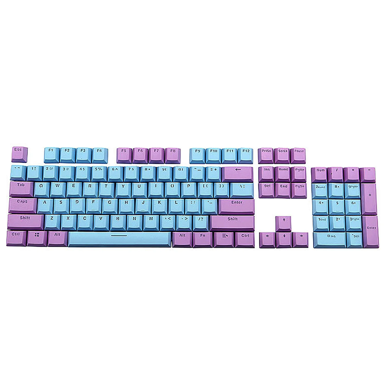 Besegad модный двойной цветной 104-Key PBT Pervious Light Keyset Keycap для механического игрового ПК Компьютерная клавиатура Чехлы для клавиш - Цвет: Blue Purple