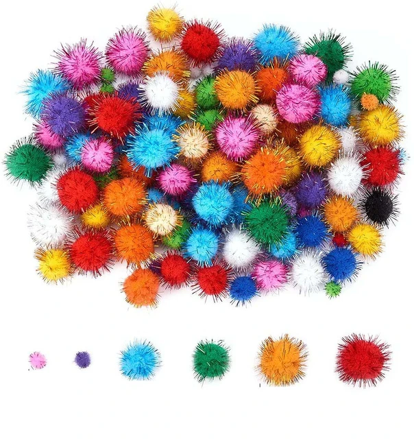 10/15/20/25/30mm Glitter Pompom Balls Furry Pompon DIY Crafts Pompones  Furball Christmas Weeding
