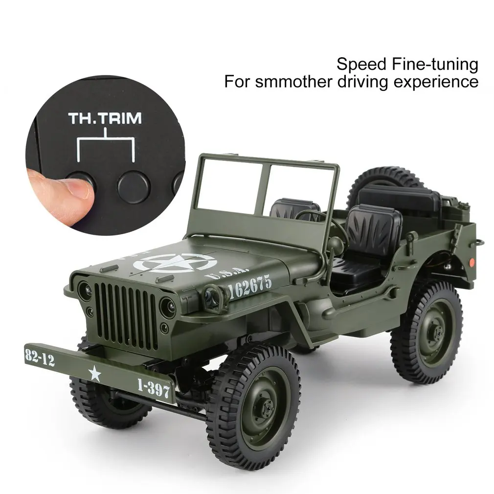  C606 1:10 RC Car 2.4G 4WD Convertible Remote Control Light Jeep Four-Wheel Drive Off-Road Military 