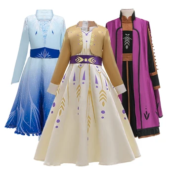 

2020Newest Princess Dress for Girls Snow Queen Elsa Cosplay Christmas Dress Disfraz Elsa Anna 2 Party Masquerade Vestidos 10Ys