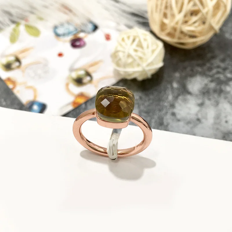 Высокое качество 22 цвета режущее квадратное кольцо с натуральными камнями розовое золото посеребренные кольца для суставов палец для женщин