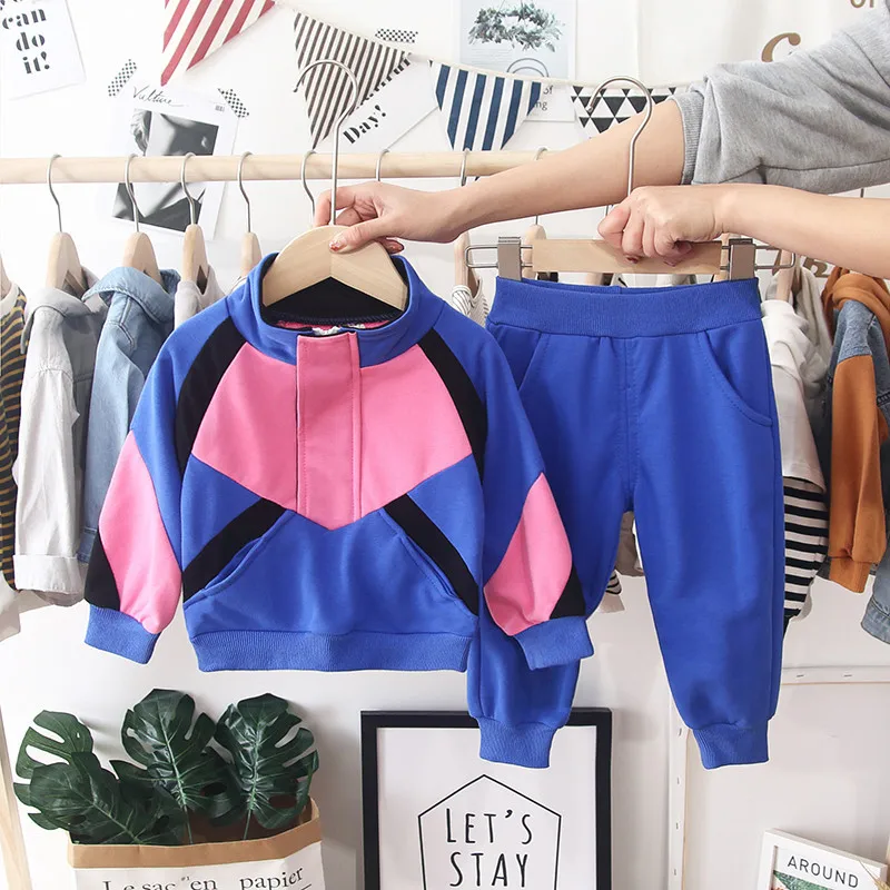 Mihkalev kiad/одежда осенний комплект одежды для маленьких мальчиков и девочек, одежда с длинными рукавами Топы+ штаны детский спортивный костюм из 2 предметов - Цвет: Синий