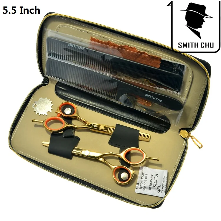Smith Chu 5," ножницы для волос для парикмахерских салонов парикмахерские резка и истончение подходящие ножницы сакура шаблон машинка для стрижки волос LZS0101 - Цвет: LZS0064 55 with bag