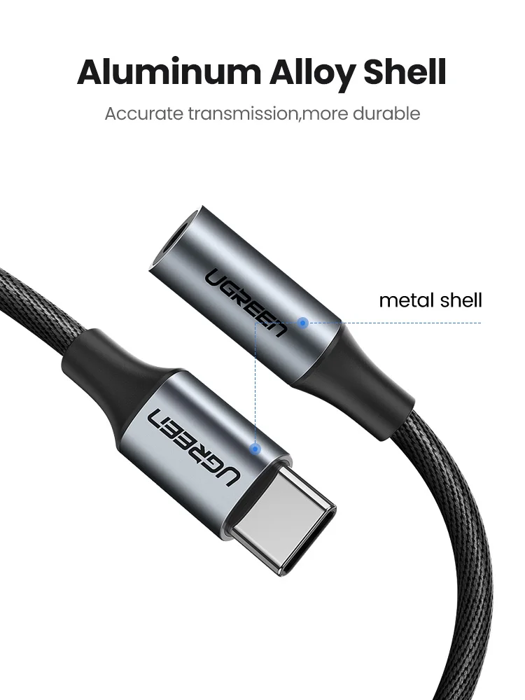 Ugreen Тип C 3 5 Jack наушники USB до мм AUX Наушники адаптер аудио кабель для Huawei V30 mate 20 P30 pro - Фото №1