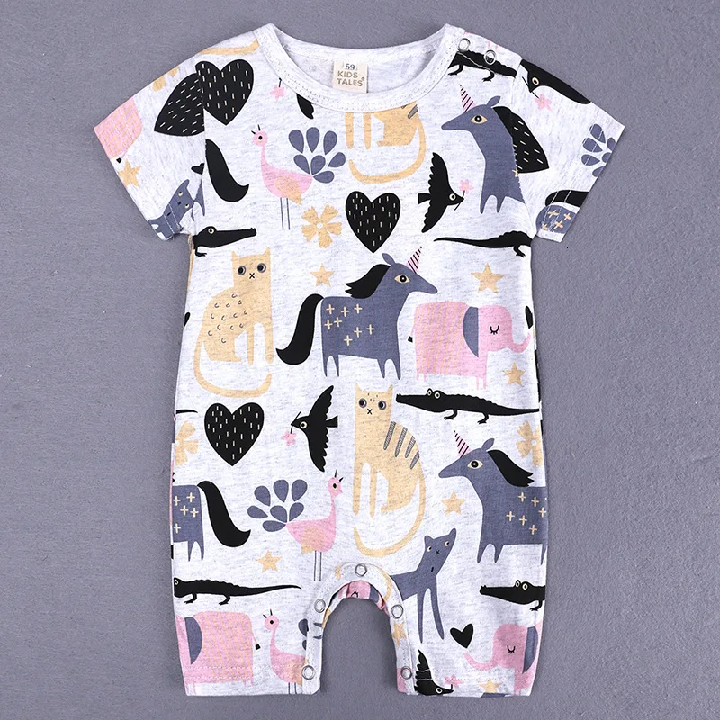 Summer new style baby mamelucos short sleeve baby baby baby clothes beautiful cartoon printed monkey climbing clothes