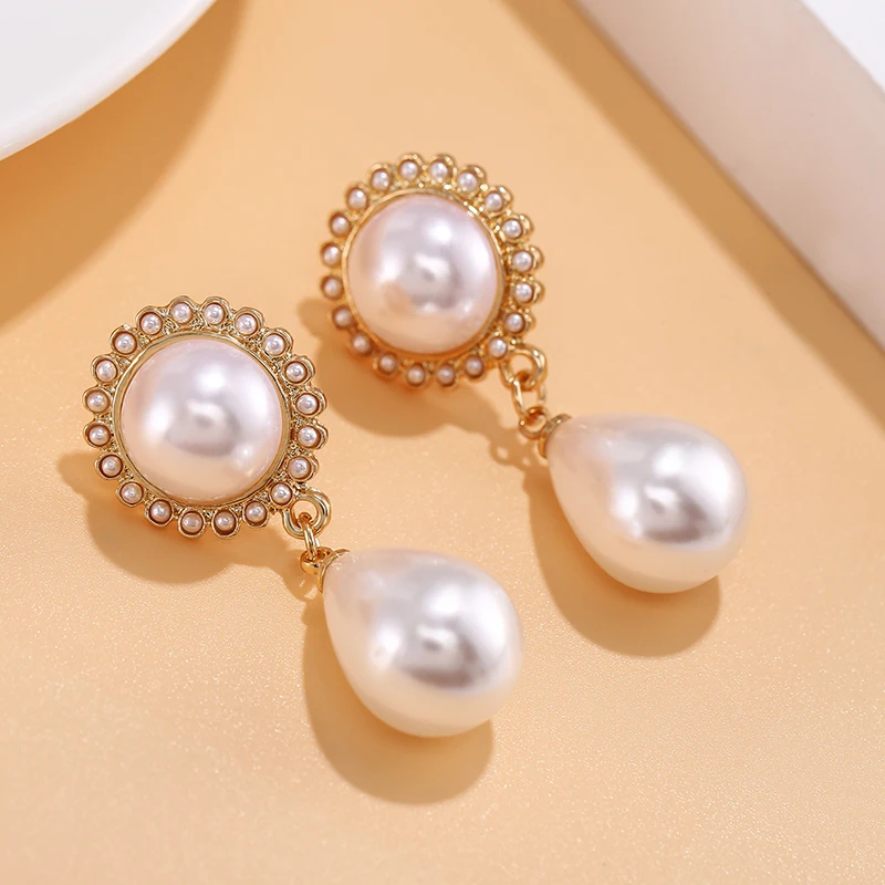 Big Simulated Water Drop Pearl Clip On Earrings Without Piercing for Women Wedding Party Ear Clips Gift ear clip earrings clip earrings ear clip ear accessories