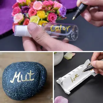 

10colors/box Colorful Metal Pen Waterproof Double Head Paint Permanent Marking Stationery Markers Pen Highlighter Writing V8G0