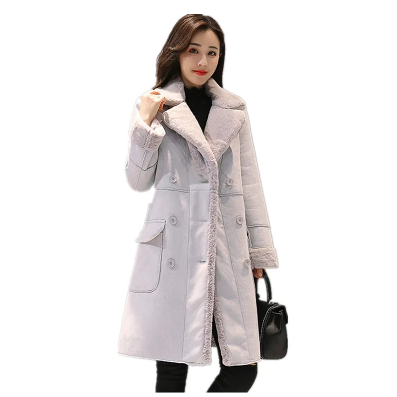 

Women's coat Imitation Buckskin Faux Fur Coat Solid Color Warm Slim Luxury Winter Coats New Medium And Long Plush Coat