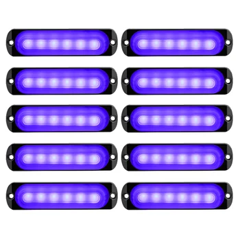 

10pcs Signal light 12V 24W Blue 6LED Auto Truck Fog Light Lamp Off-Road Safety Urgent