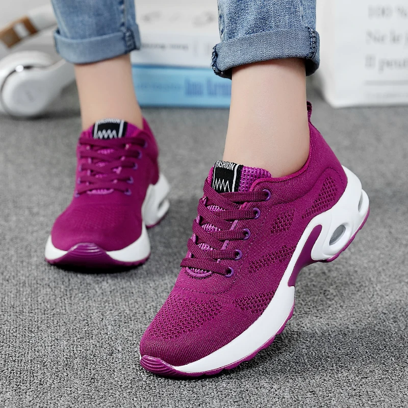 

ZOXO Women Shoes Air Cushion Sneakers Breathable Thick Sole Ladies Platform Trainers Female Height Increasing Running Shoes