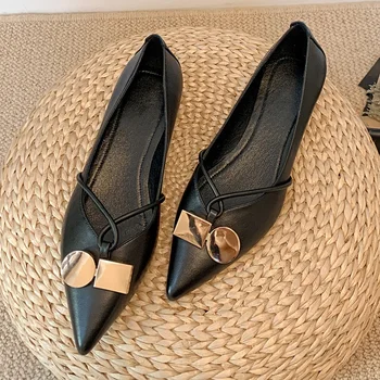 

Women's Sandals New 2021 Spring Genuine Leather Pointed Toe Low Heels Pumps Summer Dress Wedding Party Shoes Woman Casual Pumps