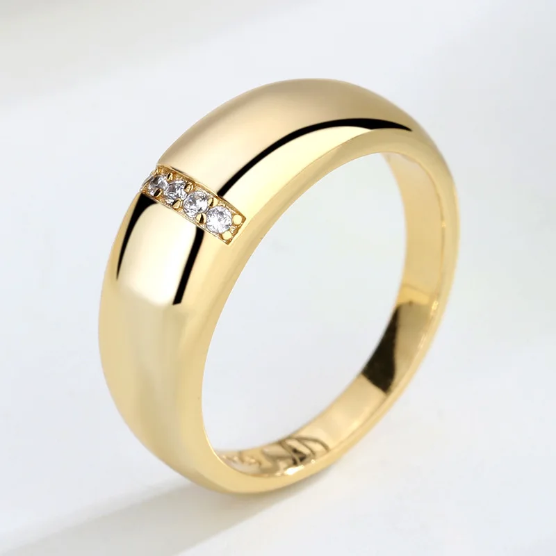 Gold Farbe Chunky Erklärung Ringe Für Frauen Shiny Zirkon Blume Ring Einfache Neue Design Hochzeit Engagement Schmuck Geschenk KAR209 – Detail 6