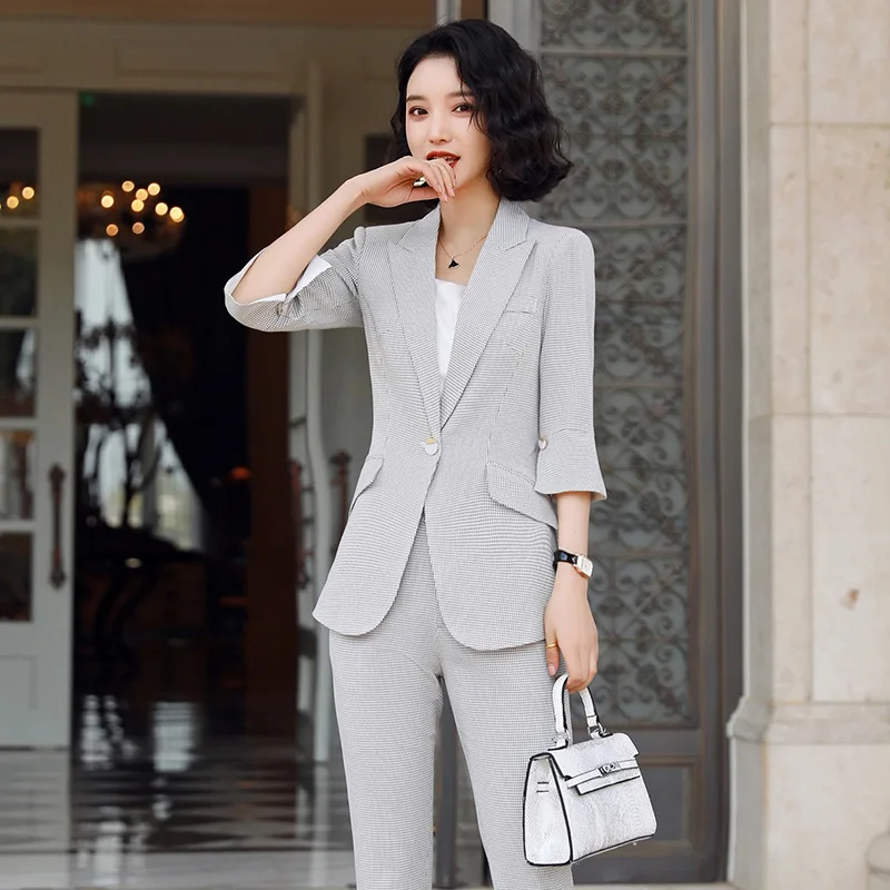 

Half-sleeve Shirt Pinstriped Suit WOMEN'S Suit 20 Spring New Style Hotel Manager Commuters Commuting Work Formal Wear