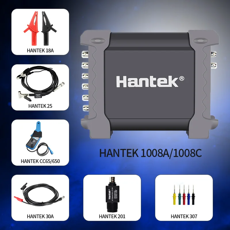HANTEK 1008A 1008B 1008C 8CH осциллограф 12 бит вертикальное разрешение 8CH Программируемый генератор Автомобильные диагностические инструменты