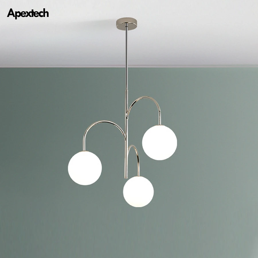 

Chrome Plated Dining Chandelier Glass Balls Pendant Lamp Bedroom Ceiling Hanging Lights Kitchen Suspension Lighting Fixtures
