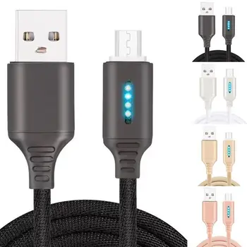 

1M Smart Type C 2A Tablet Cable Auto Disconnect Charger LED Lighting USB Cable Nylon Braided Fast Charging