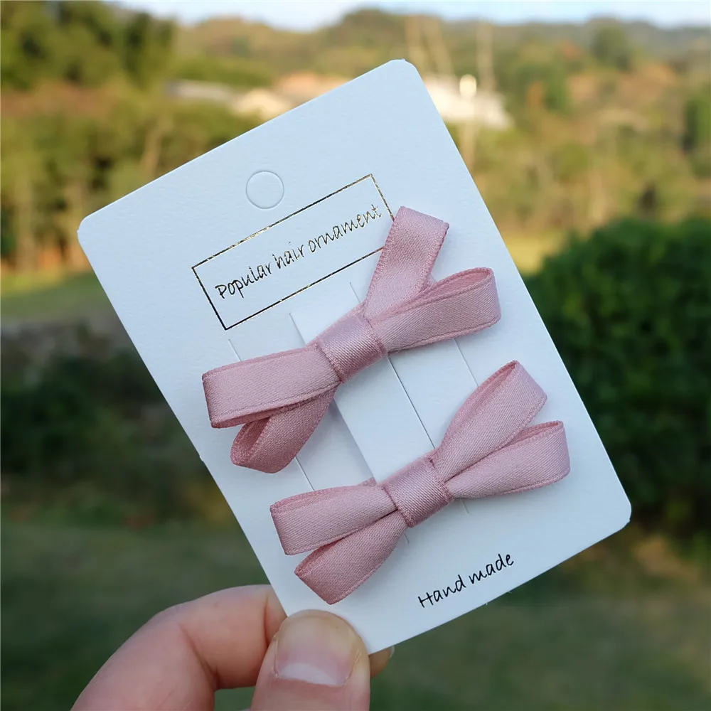 2Pcs/Set Hair Bow Clips For Girls Baby Kawii Barrettes Cute Haar Accessoires Kids Colored Ribbon Hairpins Children Hairgrip Hot