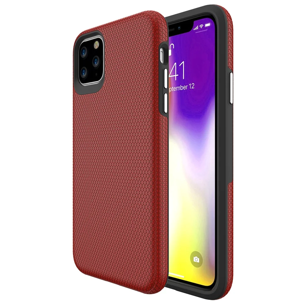 Бронированный чехол для телефона для iPhone 11 Pro Max Гибридный удар прочный мягкий ТПУ и Жесткий ПК Противоударный защитный чехол - Цвет: Red