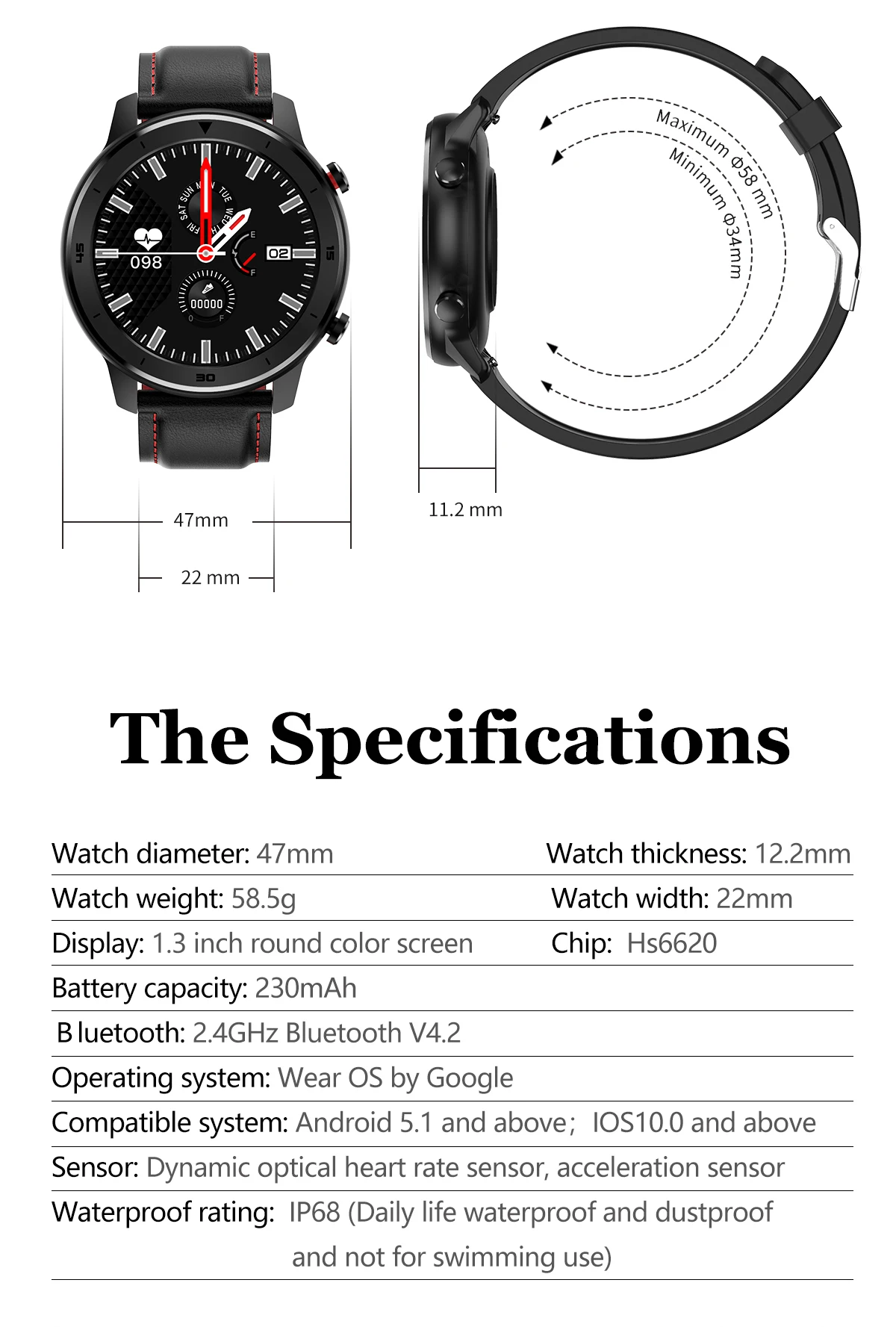 LYKRY DT78, женские и мужские Смарт-часы, фитнес-трекер, шагомер, спортивные часы, носимые устройства, водонепроницаемые, IP67, для активного отдыха, Мужские t