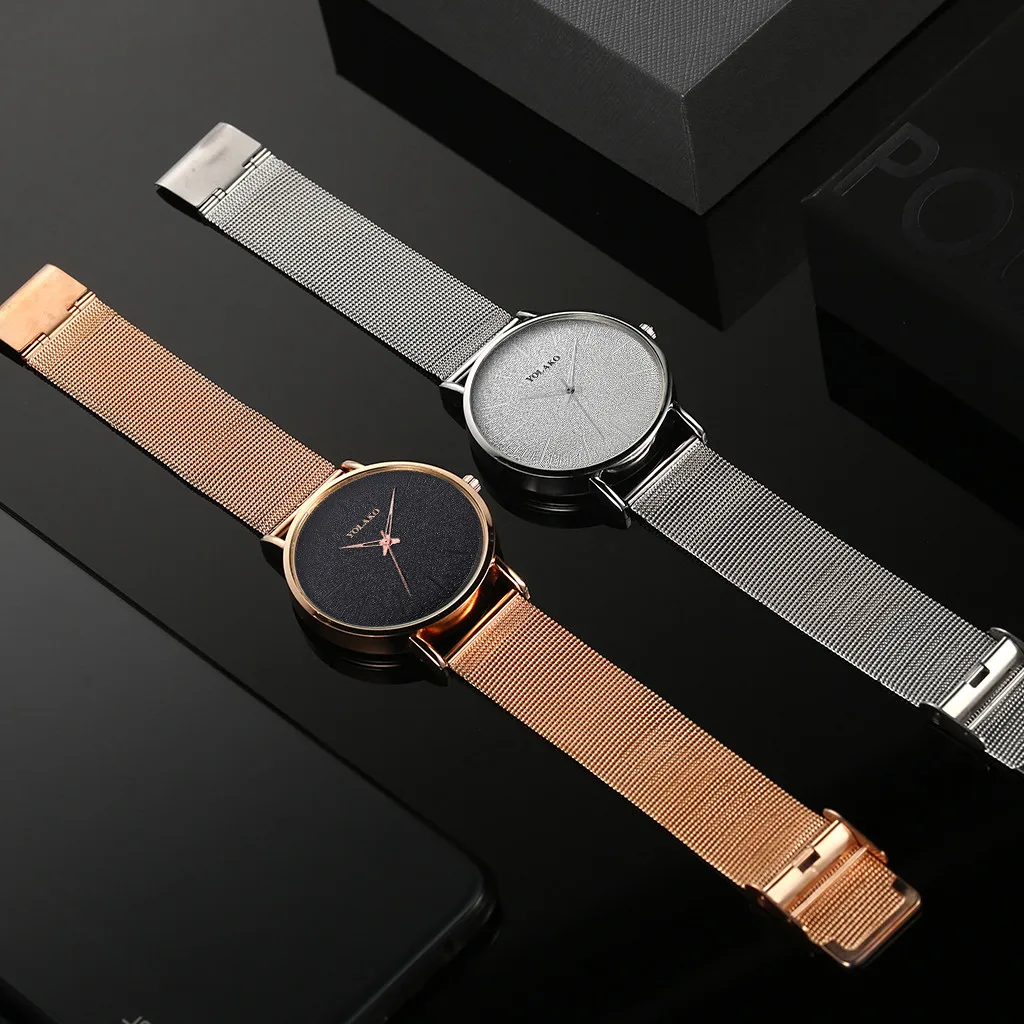 YOLAKO Men's Watch Luxury Brand Ultra-thin Alloy Mesh Belt Fashion Frosted Three-needle Wrist Watch relogio masculino