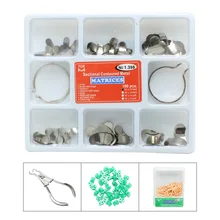 100 шт. полный комплект зубной матрицы секционные Контурные металлические матрицы No.1.398+ 2 кольца отбеливание зубов стоматологические инструменты лабораторный инструмент