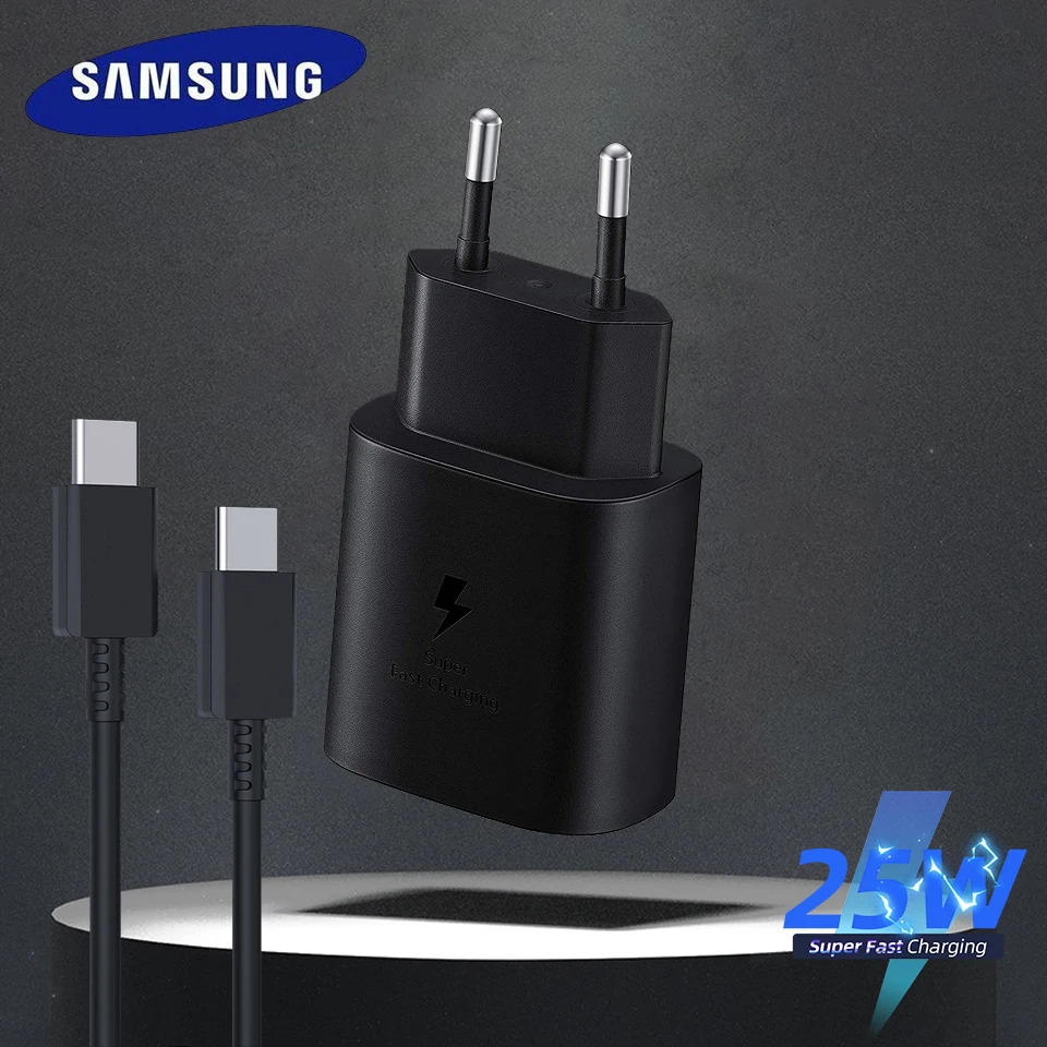 Зарядное устройство для Samsung Galaxy S21 Note 20 10 Ultra S20 A70s 25 Вт с европейской вилкой и