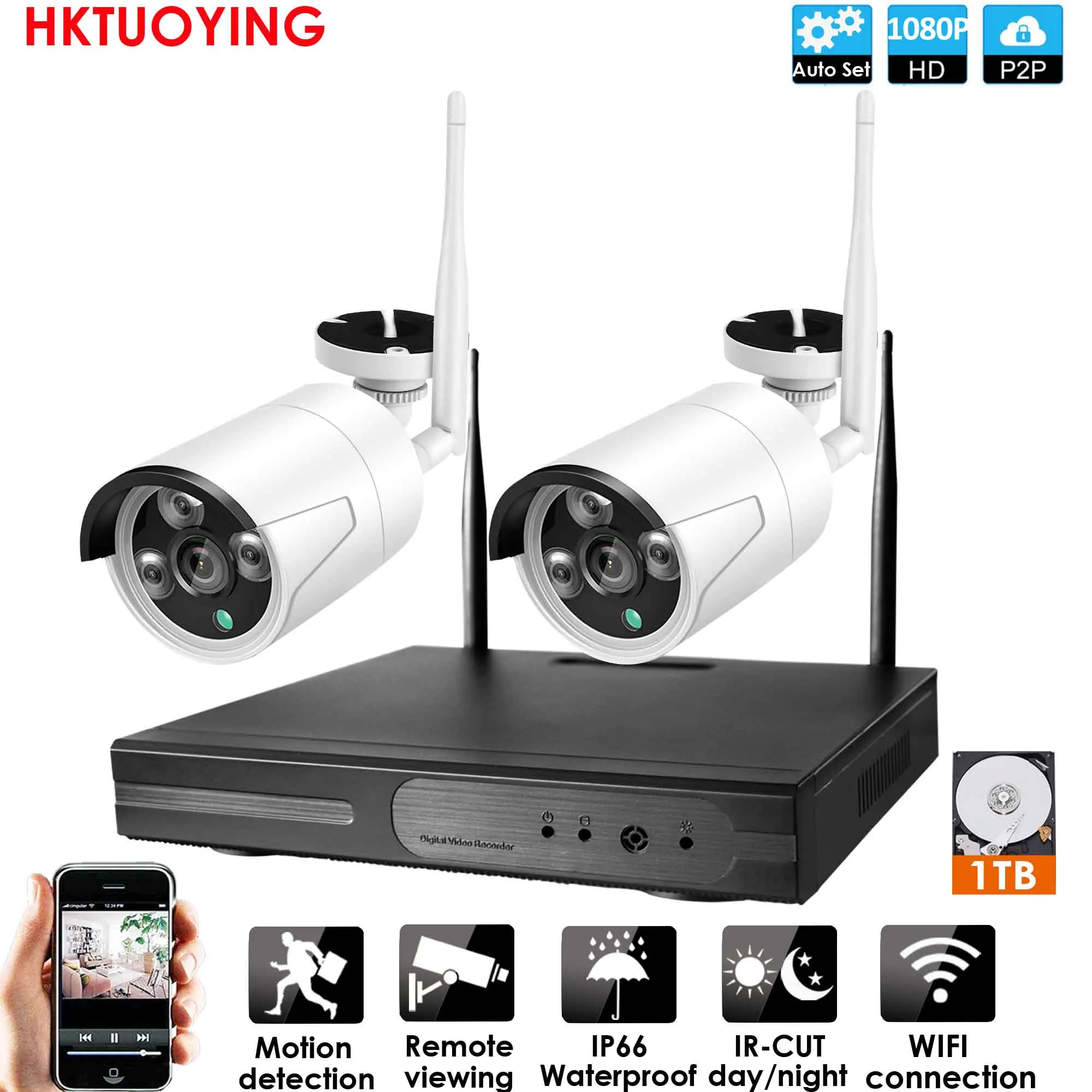 2CH 1080P WIFI Audio 4ch 1080P Аудио Беспроводной NVR комплект P2P 1080P Крытый Открытый ИК ночного видения безопасности 2.0MP аудио IP камера wifi CCTV система - Цвет: 2CH 1080P WIFI Audio