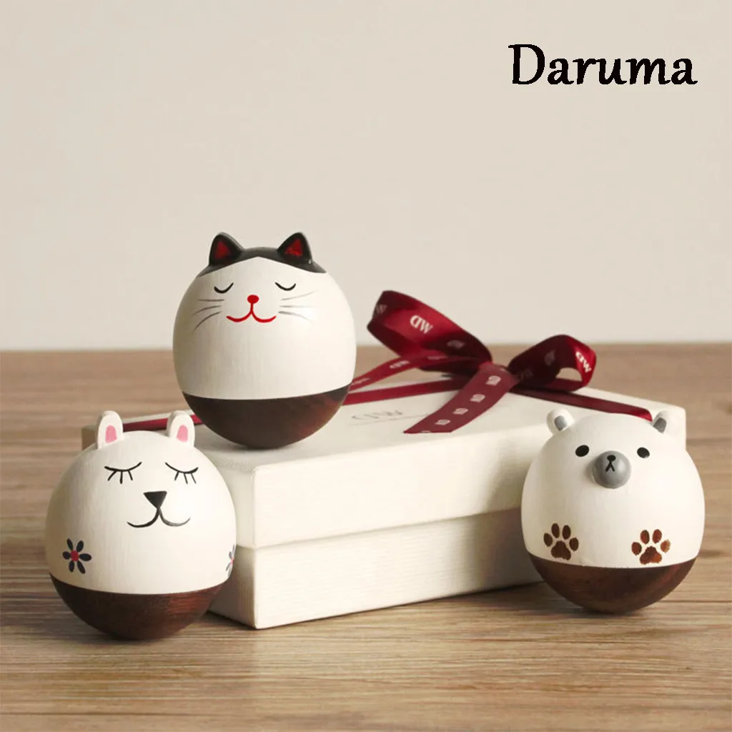 

2019 New Creative Animal Wooden Crafts Home Desk Decoration Daruma Gift Toy Home Decoration Accessories Home Decor Navidad 2019