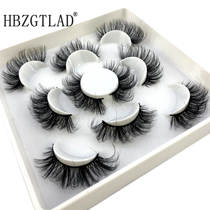 5 Pairs 25 mm 3d Mink Lashes Bulk Faux with Custom Box Wispy Natural Mink Lashes Pack Short Wholesales Natural False Eyelashes