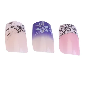 

72PCS Fake Nails Painted Full Cover Nail Art Stickers Manicure Accessories Nail Tips Patch for Home Girls