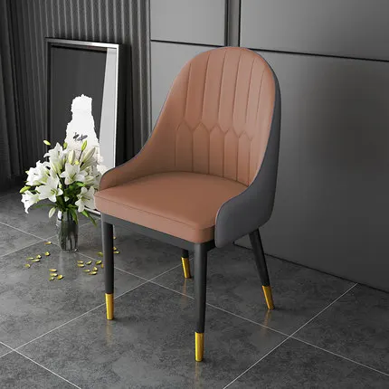 Роскошный нордический металлический мягкий кожаный обеденный стул домашний комод Свадебная вечеринка праздник ужин бар кофе офис встречи диван стул - Цвет: C5