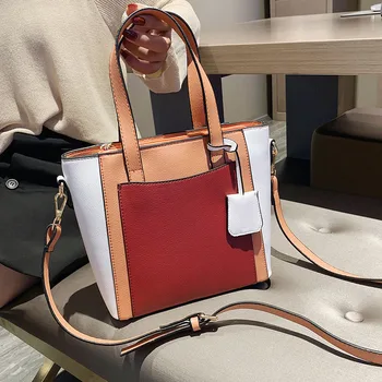 

Contrast Color Shoulder Bags For Women 2019 Small PU Leather Messenger Crossbody Bag Female Tote Fashion Zipper Handbags